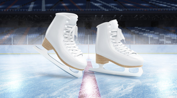 空白的溜冰场表面溜冰鞋的背景模型，侧视图图片下载