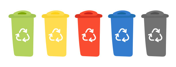 带有回收符号容器的回收箱图片下载