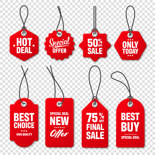 现实的红色价格标签收集特别优惠图片下载