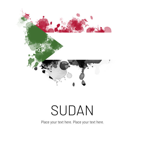 苏丹国旗墨水溅在白色背景上图片下载