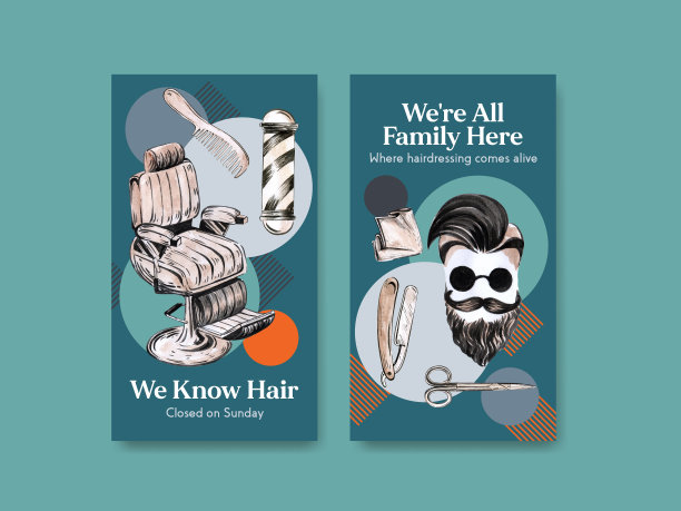 Instagram模板与理发师概念设计图片下载