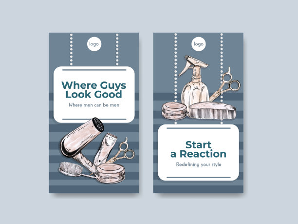 Instagram模板与理发师概念设计图片下载
