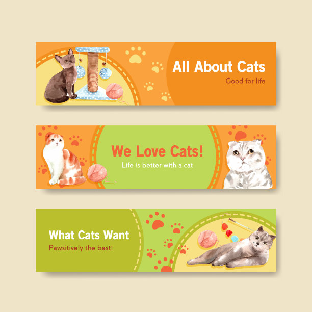 可爱的猫咪广告模板设计图片下载