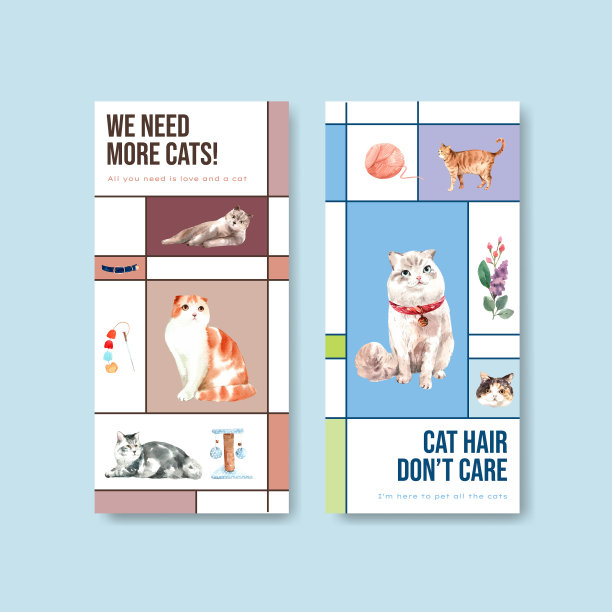 传单模板设计与可爱的猫图片下载