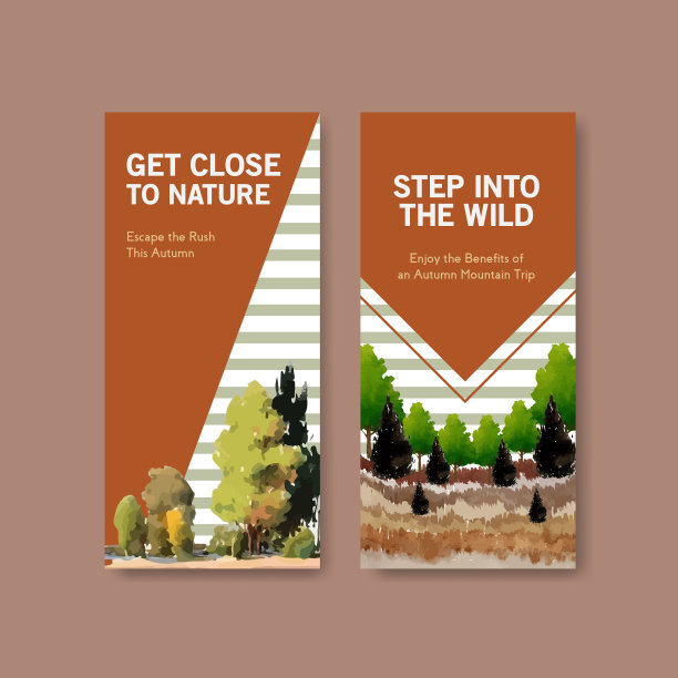 传单模板与景观在秋季设计图片下载