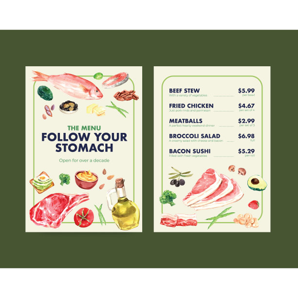 大菜单模板与生酮饮食概念图片下载