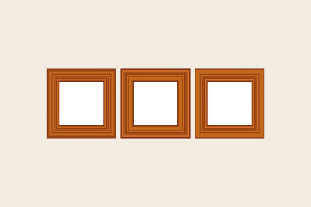 设置方形黄金复古木框架图片下载