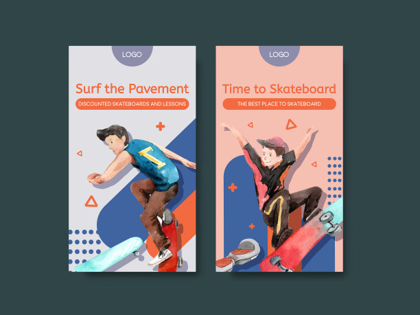 带有滑板设计概念的Instagram模板图片下载