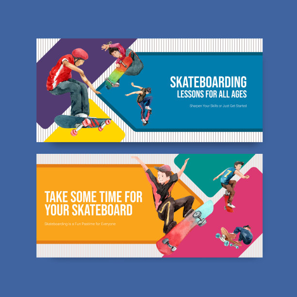 带有滑板设计概念的广告牌模板图片下载