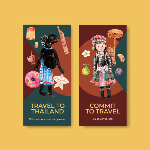传单与泰国旅游概念设计图片下载