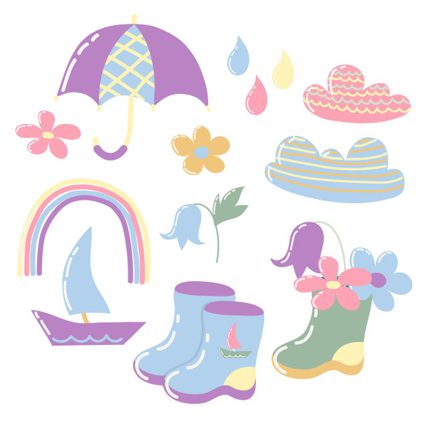 设置可爱的儿童形象卡通物品图片下载