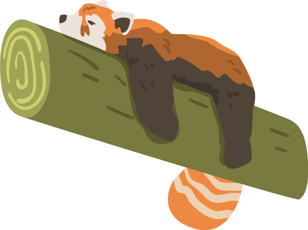 可爱的小熊猫睡在竹枝上可爱极了图片下载