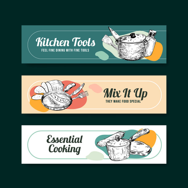 带有厨房电器概念的横幅模板图片下载