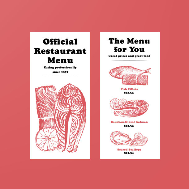 菜单模板与海鲜概念设计图片下载
