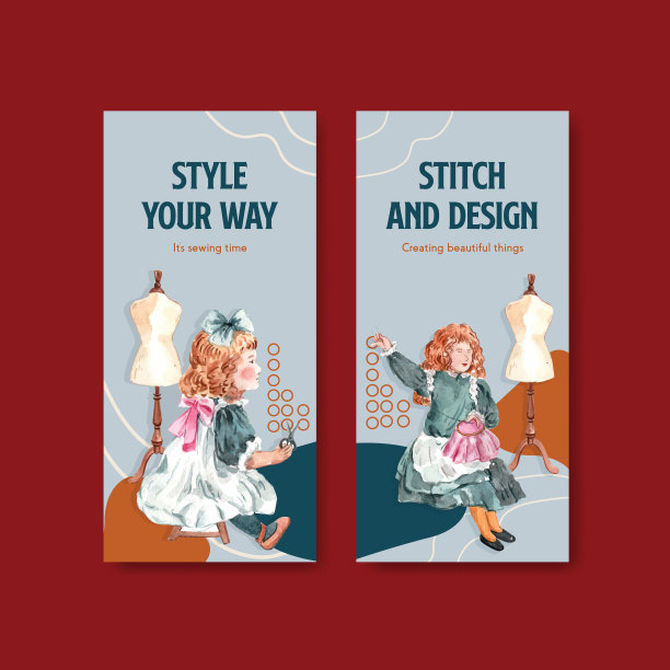 传单模板与缝纫概念设计图片下载