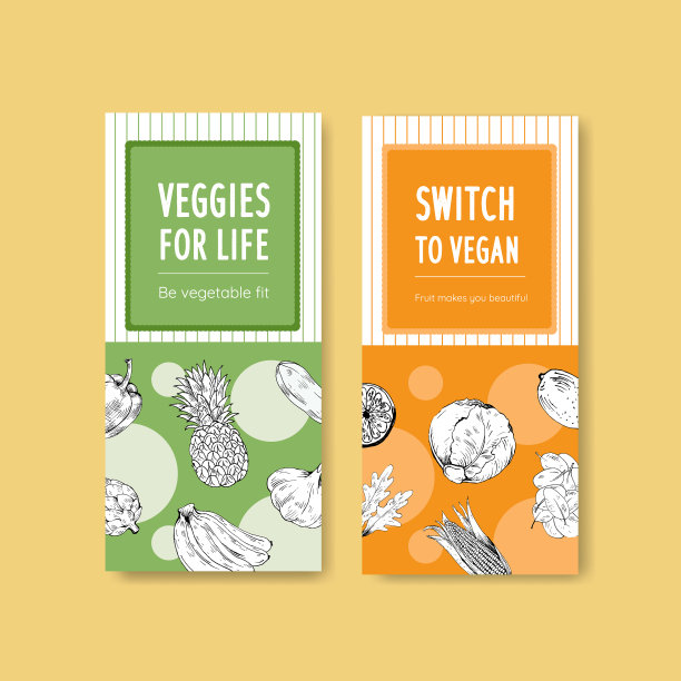 传单模板与素食食品概念设计图片下载