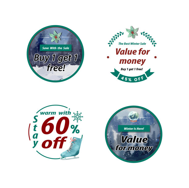 标志设计具有冬季销售理念图片下载