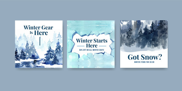 具有冬季销售理念的广告模板图片下载