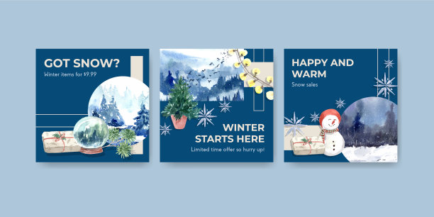 具有冬季销售理念的广告模板图片下载