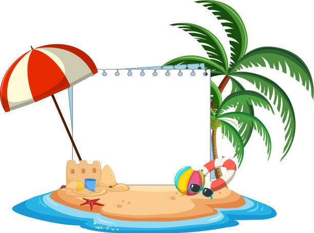 带有夏季海滩元素的空横幅模板图片下载