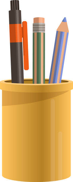用钢笔和铅笔做文具的杯子图片下载