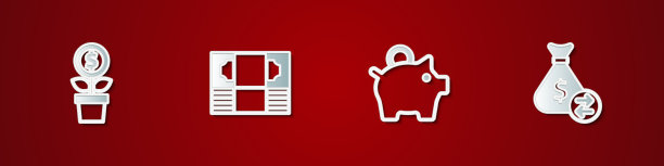 Set dollar plant stack纸钱现金小猪图片下载