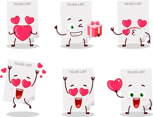 待办事项纸卡通人物与爱可爱图片下载