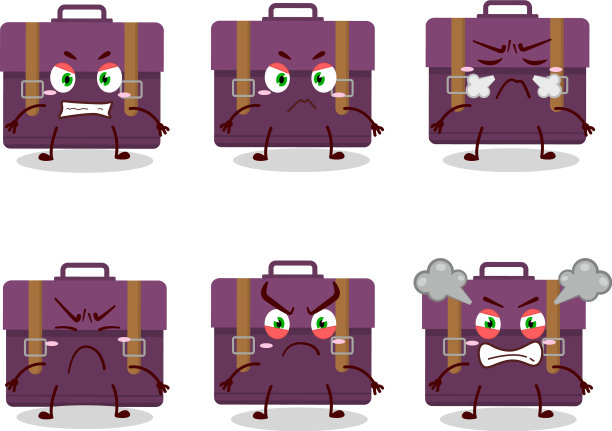 紫色行李箱里有各种卡通人物图片下载