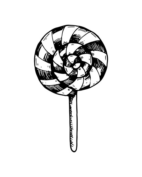 手画圆棒棒糖孤立在白色中图片下载