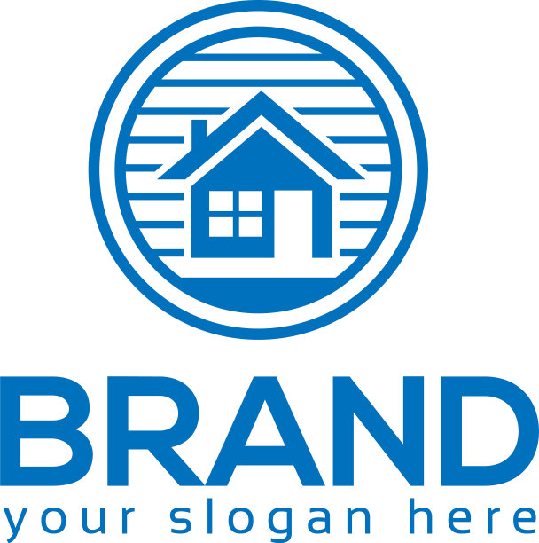 房子标志flat标志设计蓝色房子图片下载