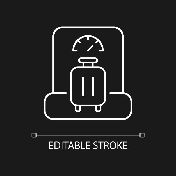 行李重量白色线性图标为黑色主题图片下载