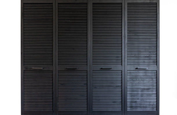 一个有纹理的黑色木制橱柜的特写。图片下载