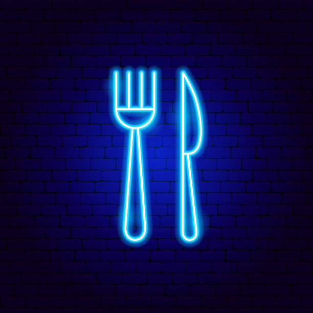 刀叉霓虹灯图片下载