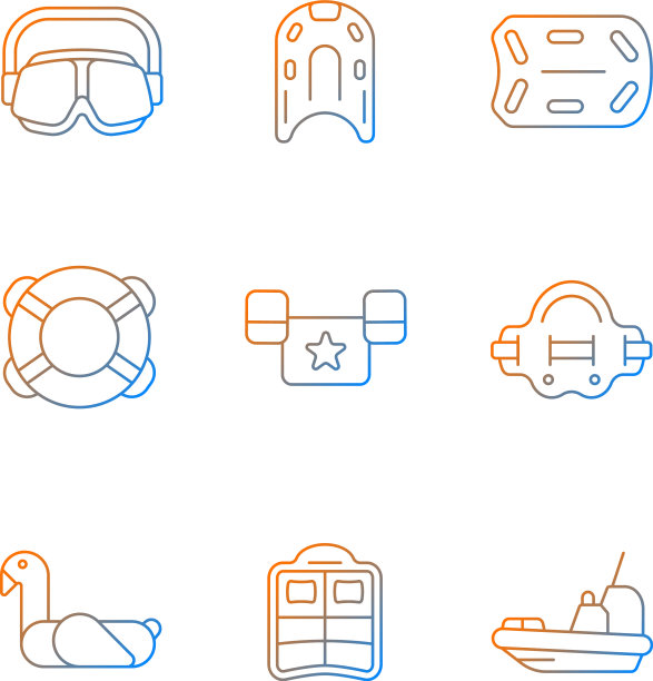 游泳课程梯度线性图标设置图片下载