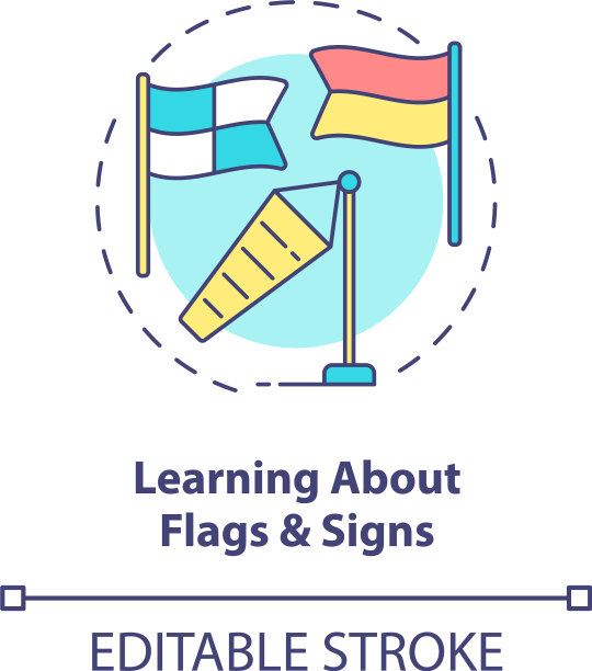 学习旗帜和标志概念图标图片下载