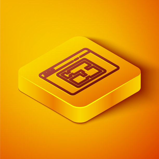 等距线房屋平面图图标孤立在橙色图片下载