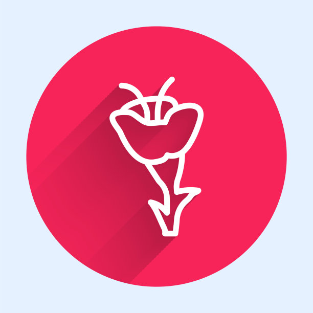 白线花图标孤立与长影子图片下载