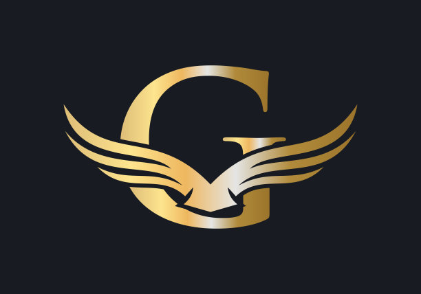 G字母翼Logo设计。首飞翼G字母标志。字母G标志和机翼概念图片下载