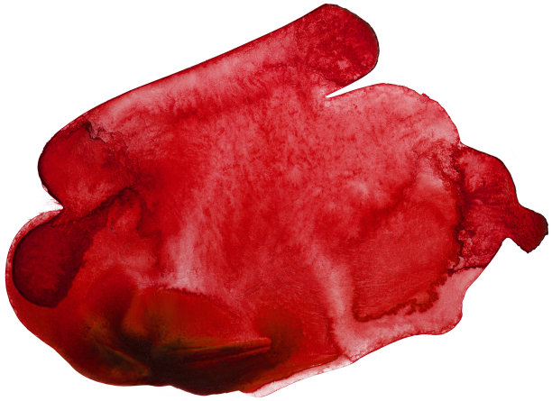 红色水彩染色背景。在白色上分离的染色。图片下载