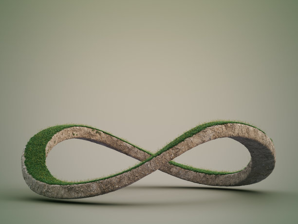环境保护概念中无限符号的三维绘制。图片下载