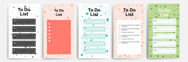 制定收集待做检查清单空白的每日或每周计划。适合印刷和网络，社交媒体故事故事横幅，日记，笔记本模板布局具有流畅的波浪自然元素图片下载
