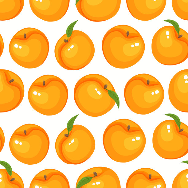 矢量图案与卡通桃子孤立在白色。图片下载