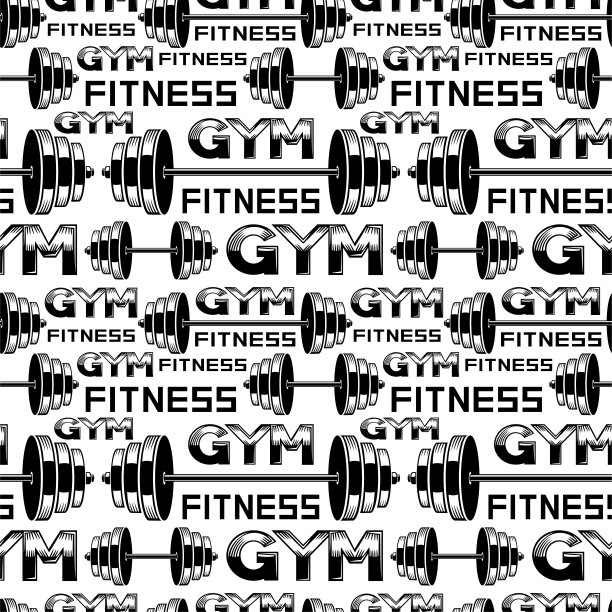 杠铃和哑铃的无缝模式。图片下载