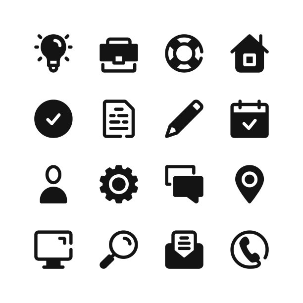 基本的图标。黑色象征。矢量图标设置图片下载