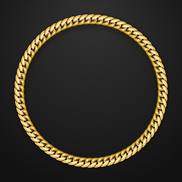 现实金链在黑色背景图片下载