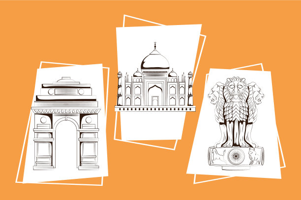 印度独立日图标集图片下载