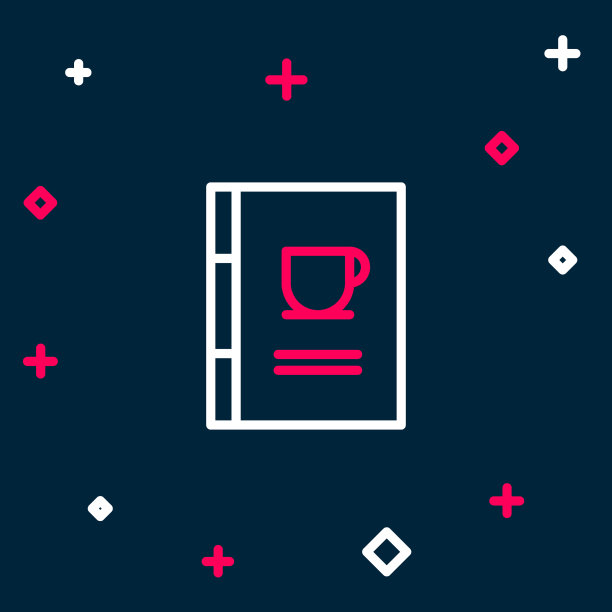 线咖啡书图标孤立在蓝色背景图片下载