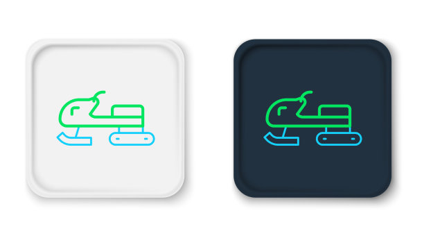 线雪地车图标孤立在白色背景图片下载