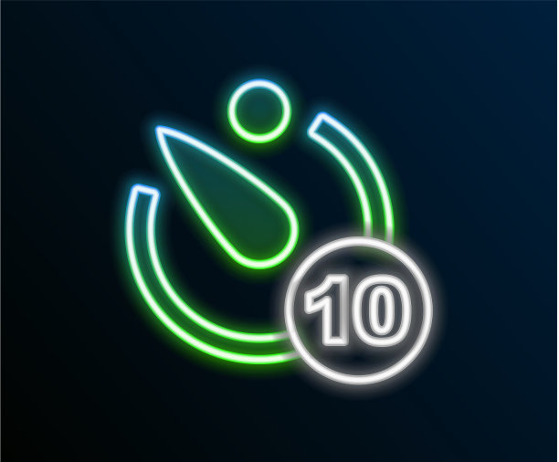 发光的霓虹灯线相机计时器图标隔离图片下载