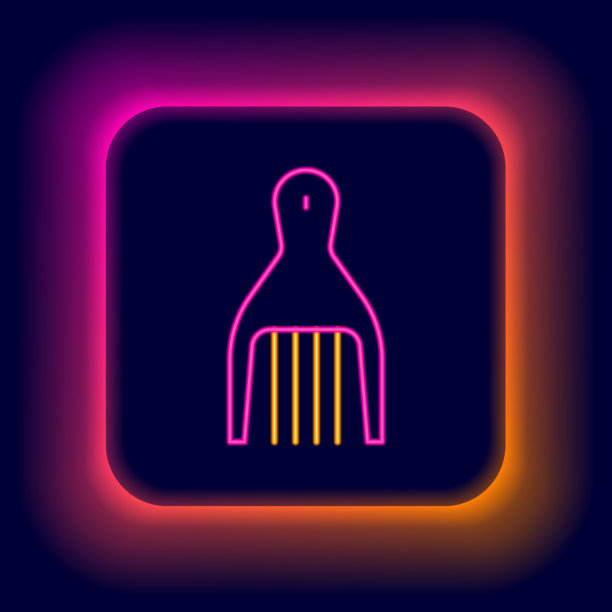 发光的霓虹灯线发夹图标孤立在黑色图片下载